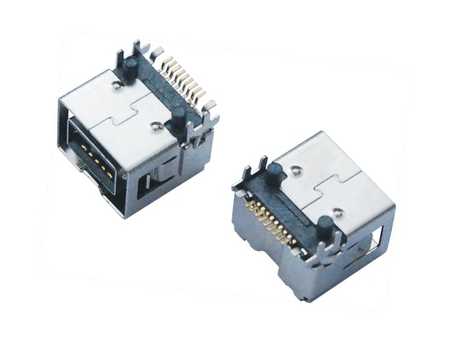 IEEE 1394 FEMALE SMT 定位柱1.0-1.5MM 平行托点5.2MM